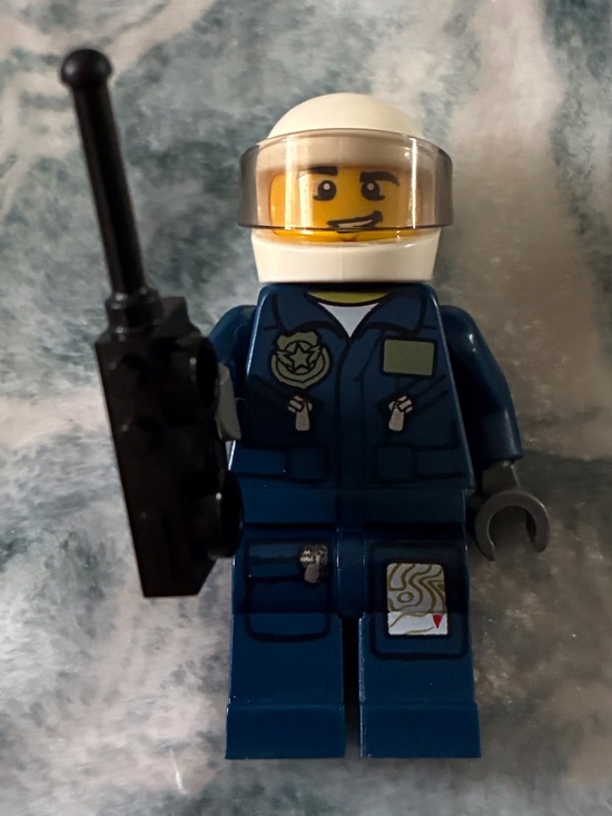 Lego Other - Navy Blue Police Minifigure with Radio and White Visor Helmet